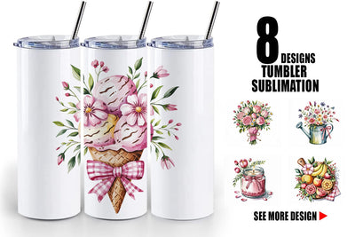 Tumbler Pink Gingham Summer Sublimation artnoy 