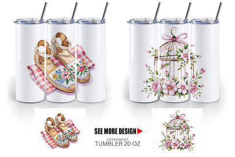 Tumbler Pink Gingham Summer Sublimation artnoy 