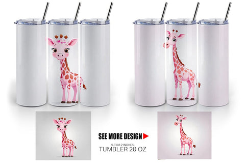 Tumbler Pink Giraffe Valentine Sublimation artnoy 
