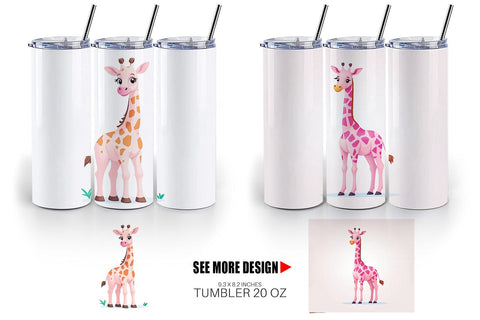 Tumbler Pink Giraffe Valentine Sublimation artnoy 