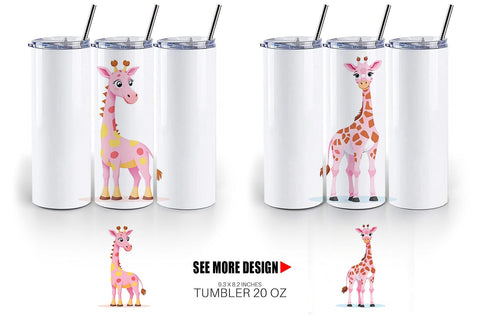 Tumbler Pink Giraffe Valentine Sublimation artnoy 