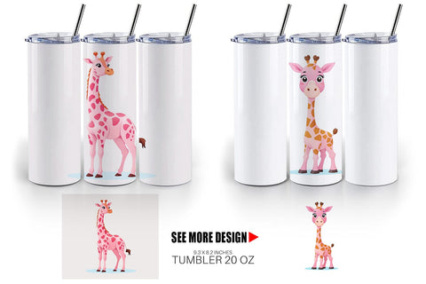 Tumbler Pink Giraffe Valentine Sublimation artnoy 