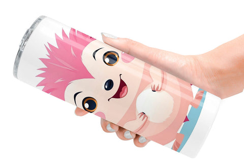 Tumbler Pink Hedgehog Valentine Sublimation artnoy 