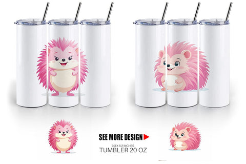 Tumbler Pink Hedgehog Valentine Sublimation artnoy 