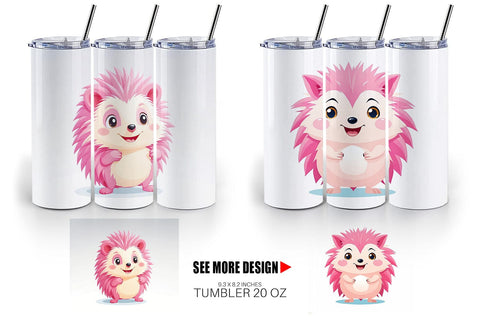 Tumbler Pink Hedgehog Valentine Sublimation artnoy 