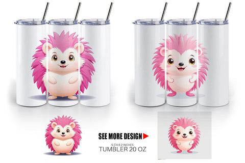 Tumbler Pink Hedgehog Valentine Sublimation artnoy 