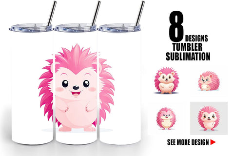 Tumbler Pink Hedgehog Valentine Sublimation artnoy 