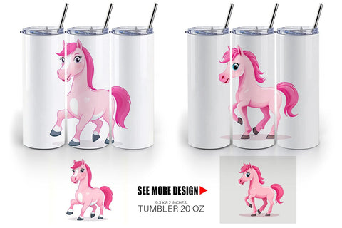 Tumbler Pink Horse Valentine Sublimation artnoy 