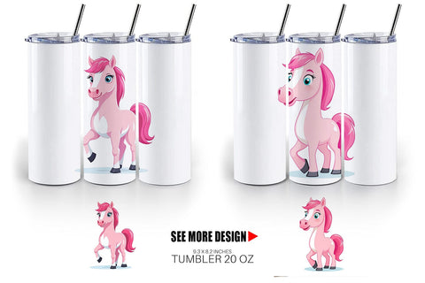 Tumbler Pink Horse Valentine Sublimation artnoy 