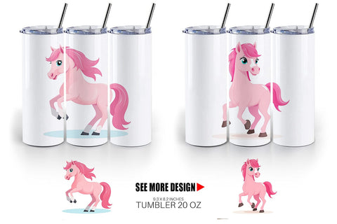 Tumbler Pink Horse Valentine Sublimation artnoy 