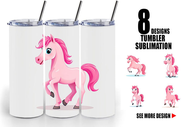 Tumbler Pink Horse Valentine Sublimation artnoy 