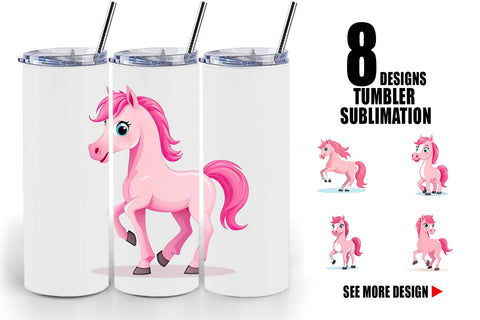 Tumbler Pink Horse Valentine Sublimation artnoy 