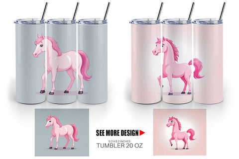 Tumbler Pink Horse Valentine Sublimation artnoy 