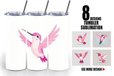 Tumbler Pink Hummingbird Valentine Sublimation artnoy 