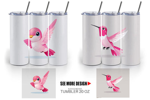 Tumbler Pink Hummingbird Valentine Sublimation artnoy 