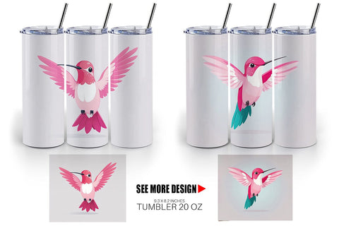Tumbler Pink Hummingbird Valentine Sublimation artnoy 
