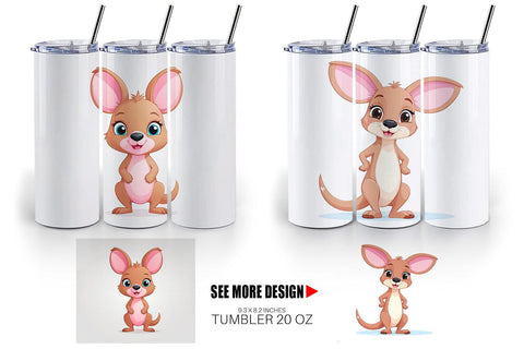 Tumbler Pink Kangaroo Valentine Sublimation artnoy 