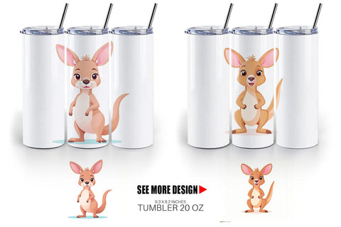 Tumbler Pink Kangaroo Valentine Sublimation artnoy 