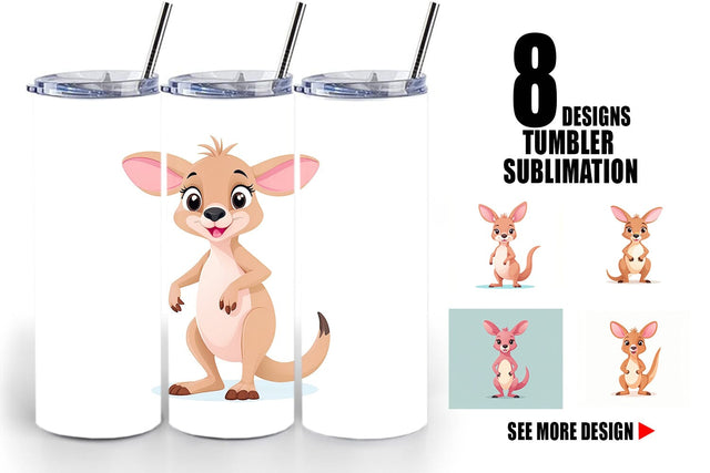 Tumbler Pink Kangaroo Valentine Sublimation artnoy 
