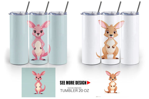 Tumbler Pink Kangaroo Valentine Sublimation artnoy 