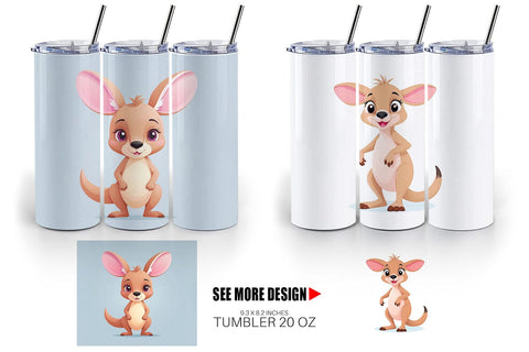 Tumbler Pink Kangaroo Valentine Sublimation artnoy 