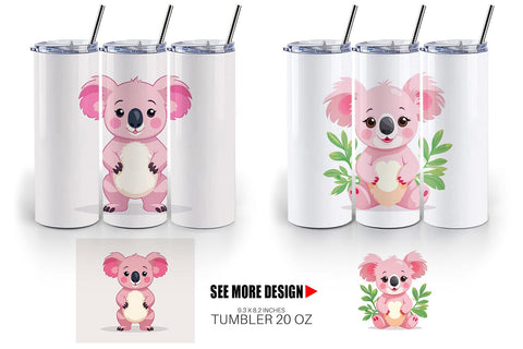 Tumbler Pink Koala Valentine Sublimation artnoy 