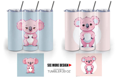 Tumbler Pink Koala Valentine Sublimation artnoy 