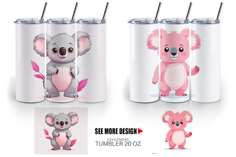 Tumbler Pink Koala Valentine Sublimation artnoy 