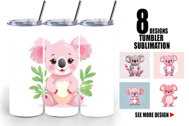 Tumbler Pink Koala Valentine Sublimation artnoy 