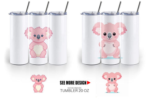Tumbler Pink Koala Valentine Sublimation artnoy 