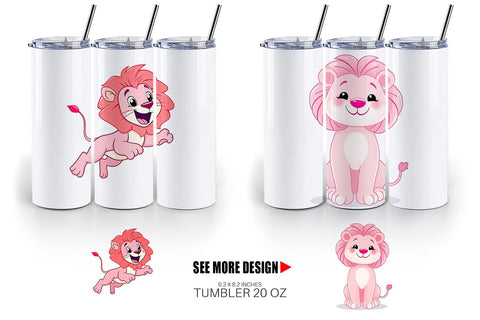 Tumbler Pink Lion Valentine Sublimation artnoy 