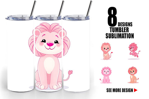 Tumbler Pink Lion Valentine Sublimation artnoy 