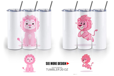 Tumbler Pink Lion Valentine Sublimation artnoy 