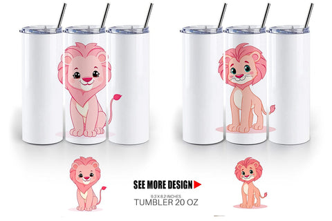 Tumbler Pink Lion Valentine Sublimation artnoy 