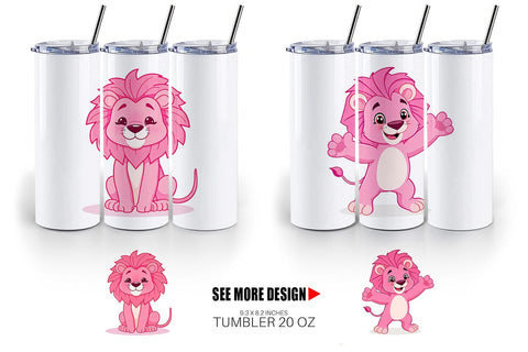 Tumbler Pink Lion Valentine Sublimation artnoy 