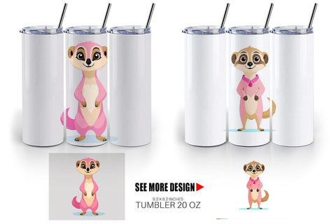 Tumbler Pink Meerkat Valentine Sublimation artnoy 