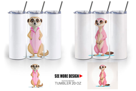Tumbler Pink Meerkat Valentine Sublimation artnoy 