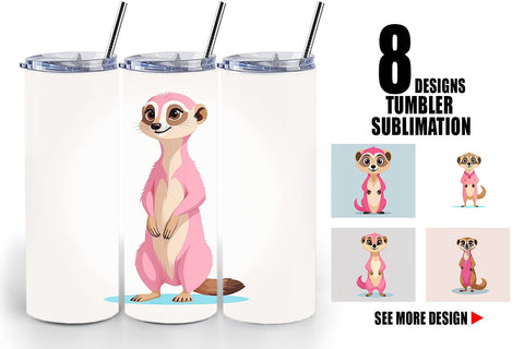 Tumbler Pink Meerkat Valentine Sublimation artnoy 