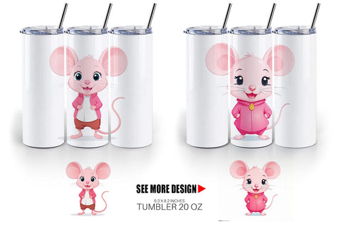Tumbler Pink Mouse Valentine Sublimation artnoy 