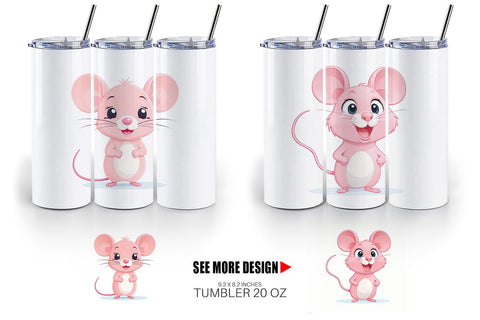 Tumbler Pink Mouse Valentine Sublimation artnoy 
