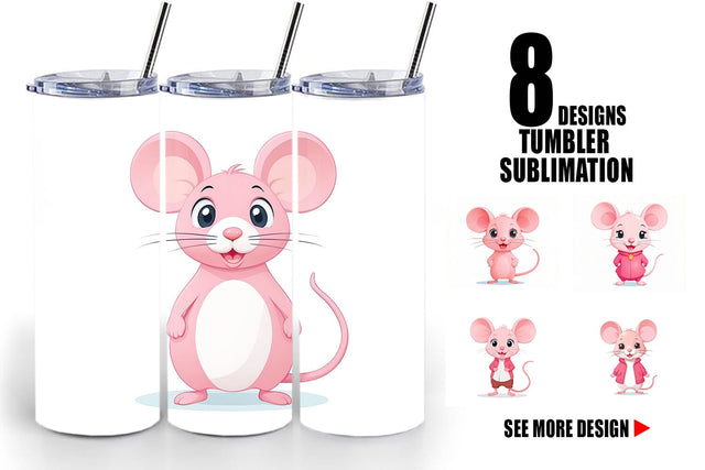 Tumbler Pink Mouse Valentine Sublimation artnoy 