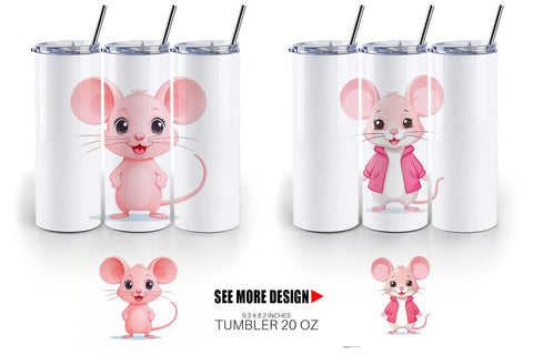Tumbler Pink Mouse Valentine Sublimation artnoy 