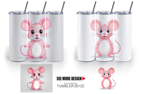Tumbler Pink Mouse Valentine Sublimation artnoy 