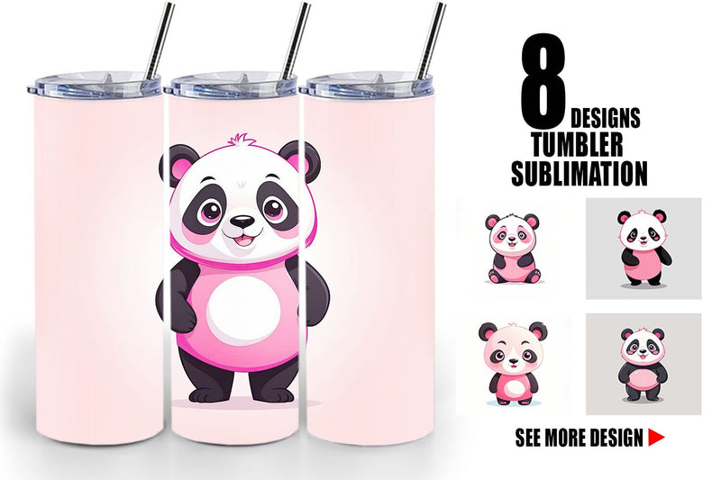 Tumbler Pink Panda Valentine Sublimation artnoy 