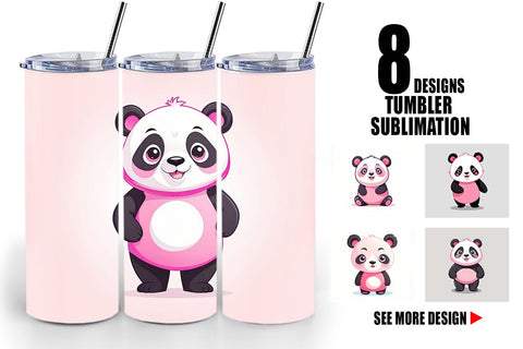 Tumbler Pink Panda Valentine Sublimation artnoy 