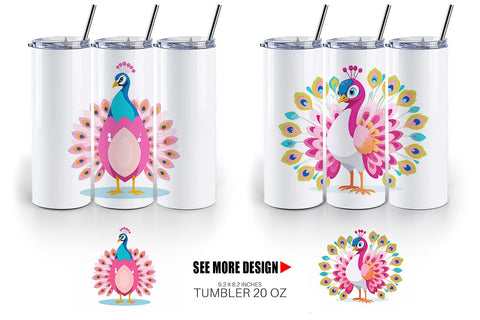 Tumbler Pink Peacock Valentine Sublimation artnoy 