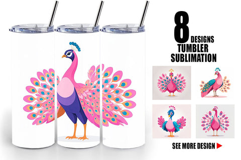 Tumbler Pink Peacock Valentine Sublimation artnoy 