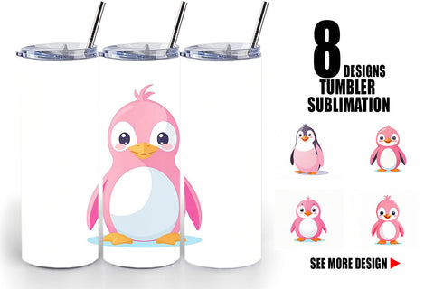 Tumbler Pink Penguin Valentine Sublimation artnoy 