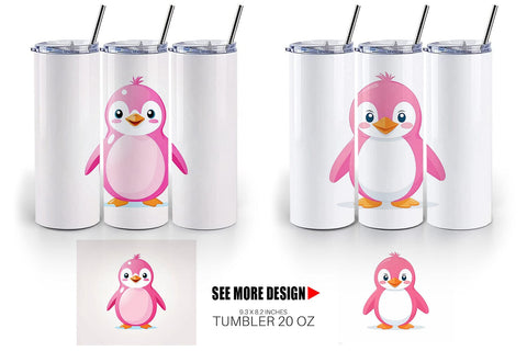 Tumbler Pink Penguin Valentine Sublimation artnoy 