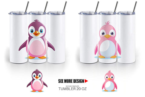 Tumbler Pink Penguin Valentine Sublimation artnoy 